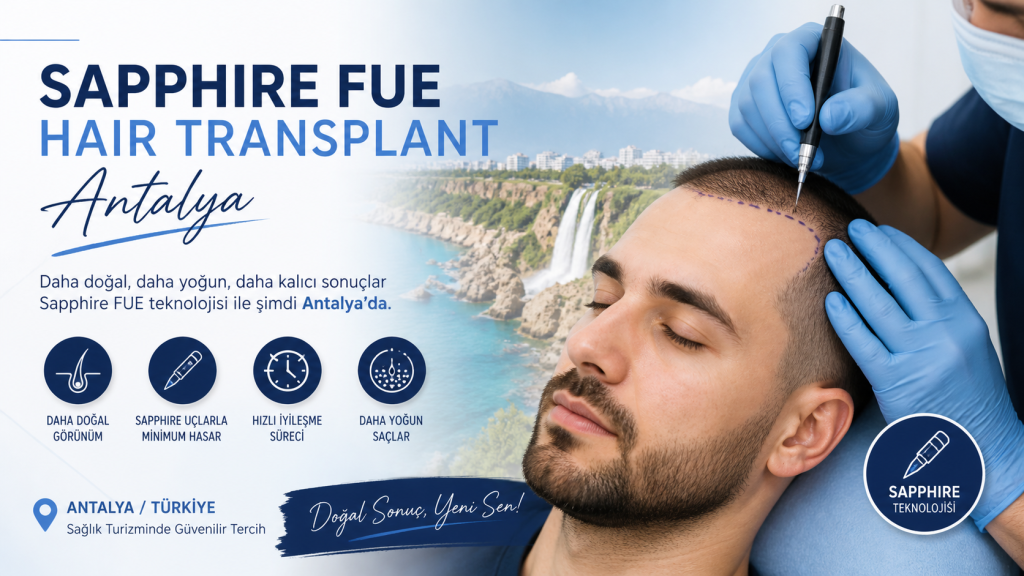 Sapphire FUE Hair Transplant Antalya Turkey natural hairline procedure with advanced sapphire blade technology