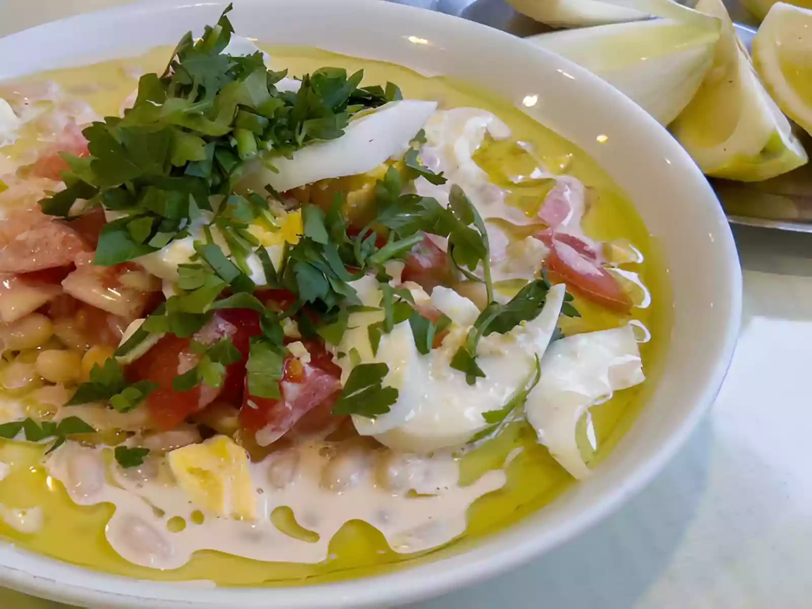 Bean Salad with Tahini Sauce Piyaz in Antalya